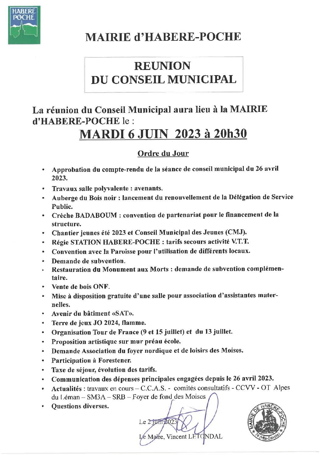 Conseil Municipal 06/06/2023