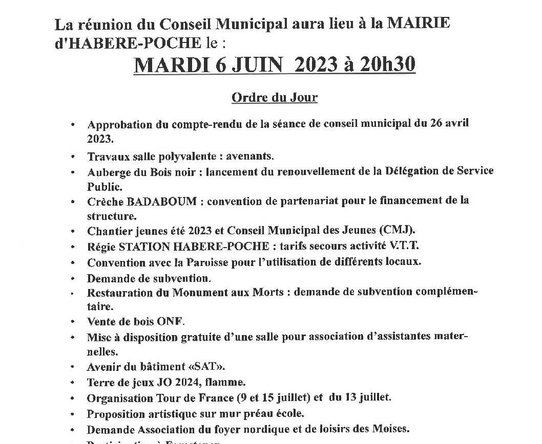 Conseil Municipal 06/06/2023