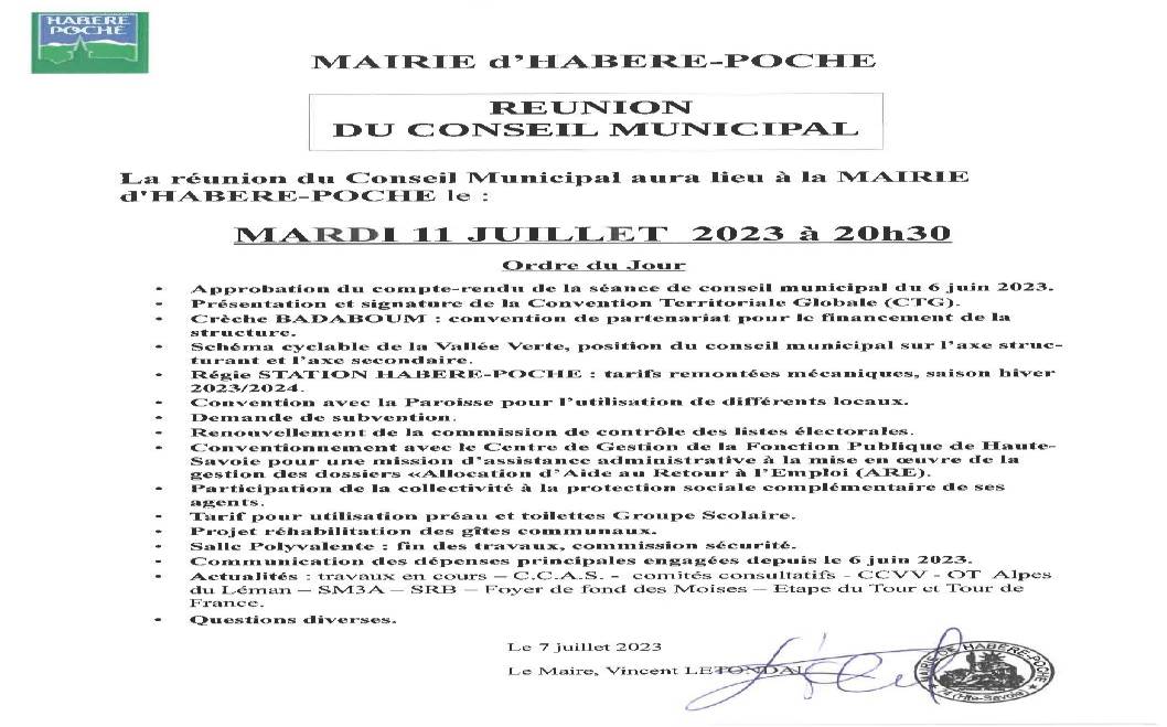 Conseil Municipal 11/07/2023
