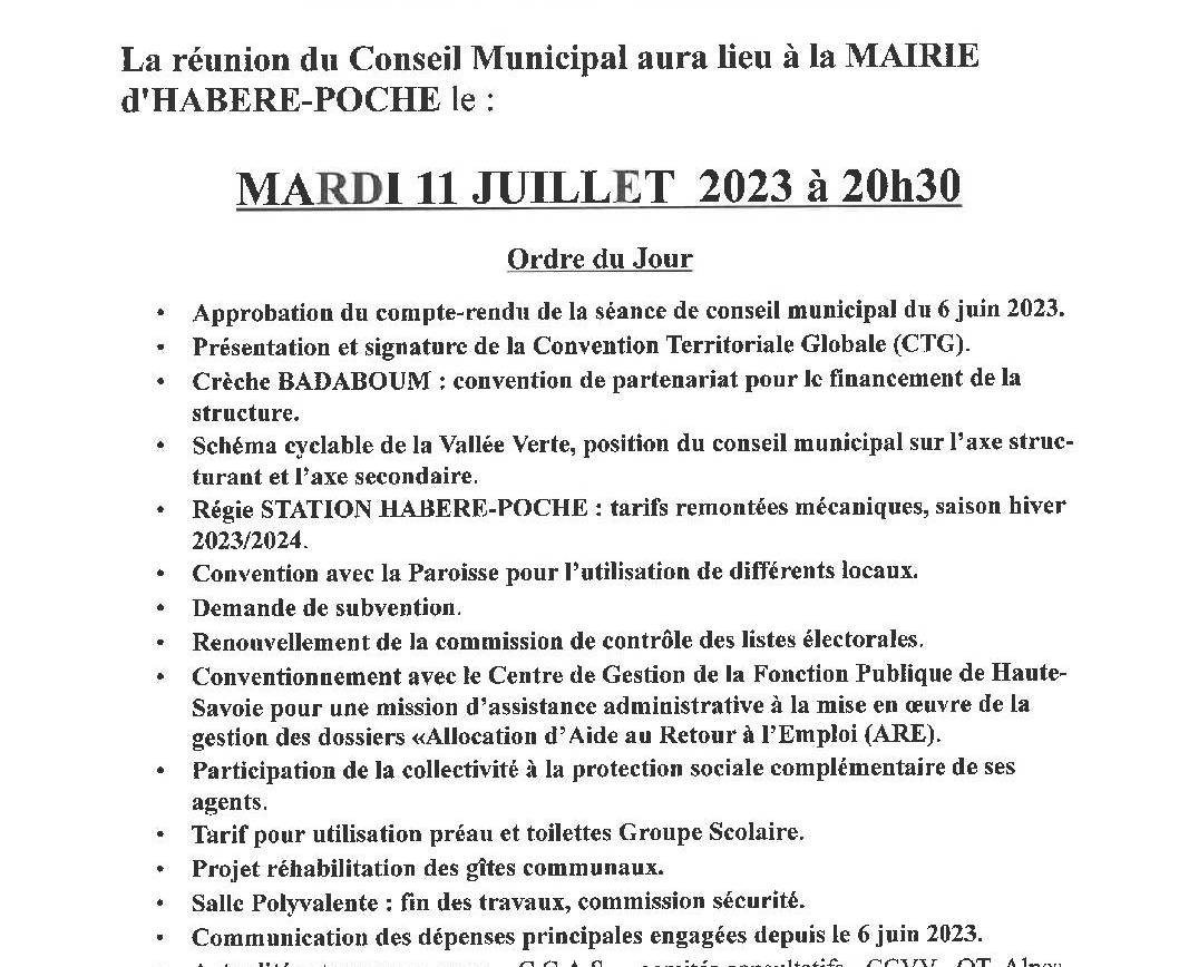 Conseil Municipal 11/07/2023
