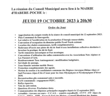 Conseil Municipal 19/10/2023