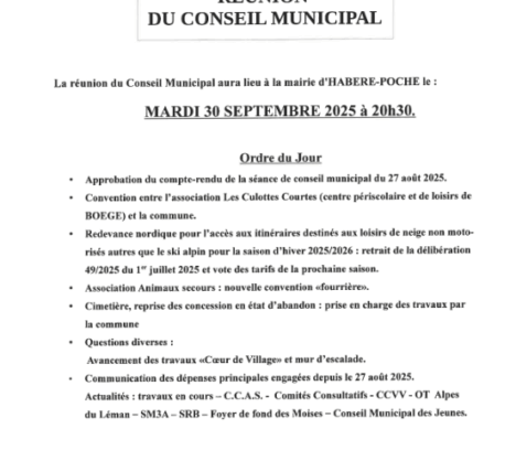 Ordre du jour – prochain conseil municipal