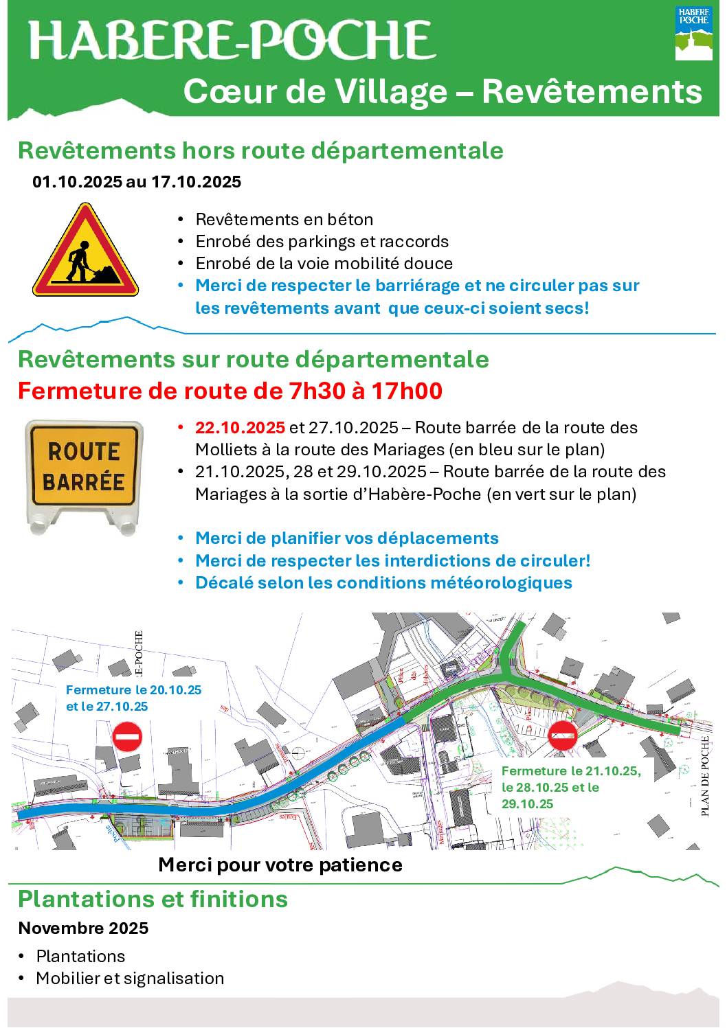 Cœur de village – info fermeture de route