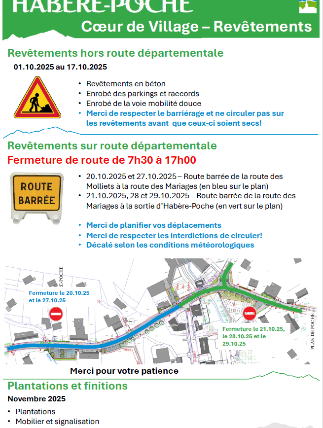 Cœur de village – info fermeture de route